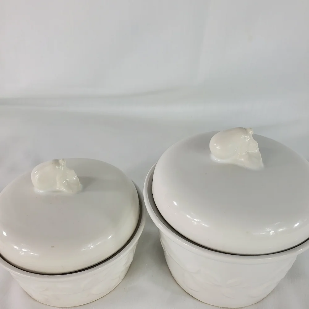 Vintage white Pear ceramic canister set